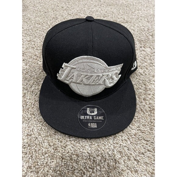 LA Lakers Hat Mens Black Los Angeles Blockhead Silver Embroidered Snapback NBA - Picture 1 of 8